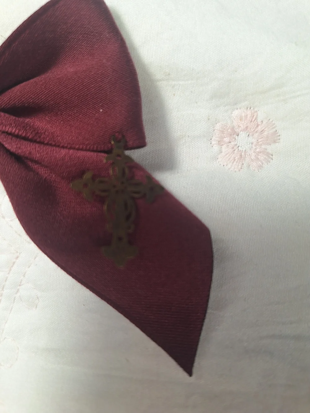 Alice and the Pirates Burgundy & Gold Cross Emblem Hair Bow Clips | Set of 2 |